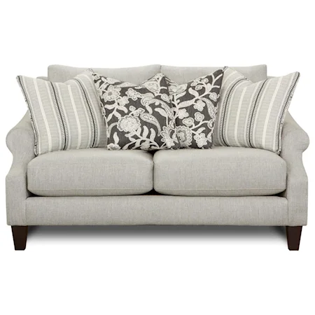 Loveseat with Rolled arms and Loose Back Cushions